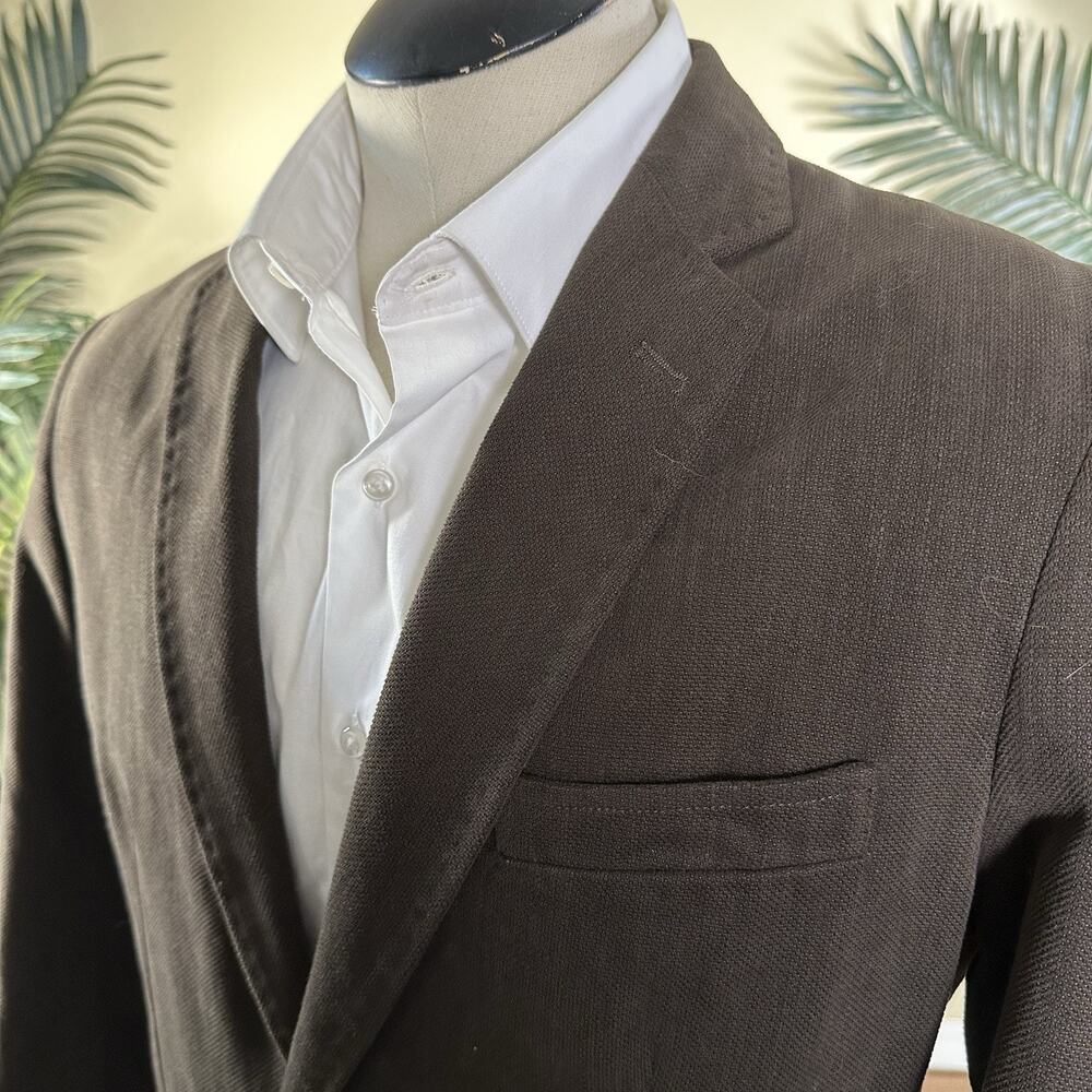 Pronto Uomo Blue Men L Brown Cotton Woven Sport Coat